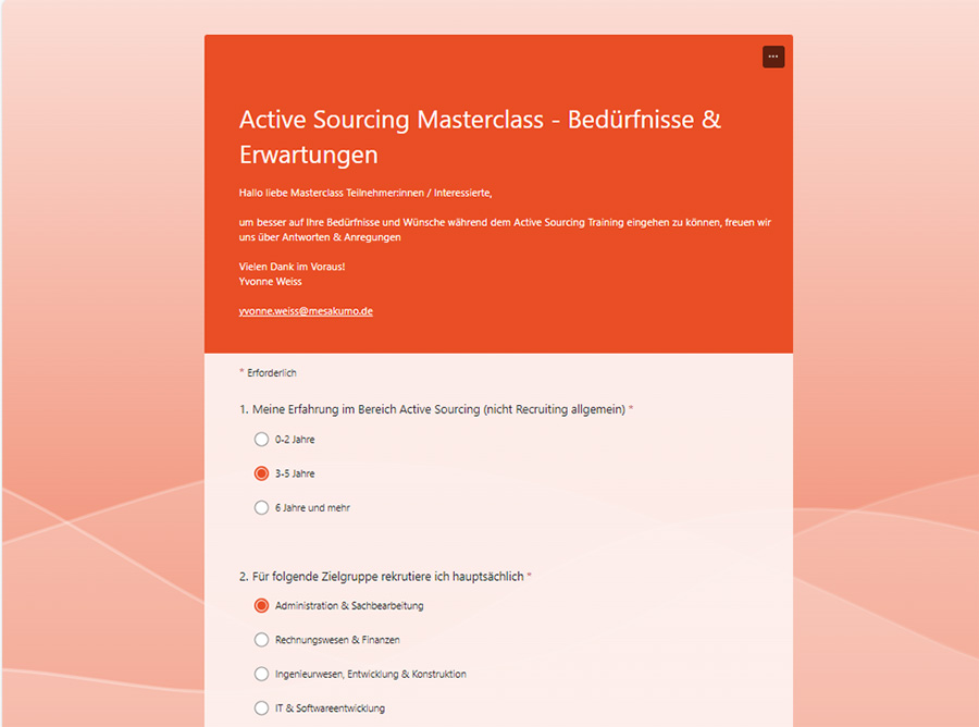 Use Case Makerfinder Masterclass Wissensstandabfrage​